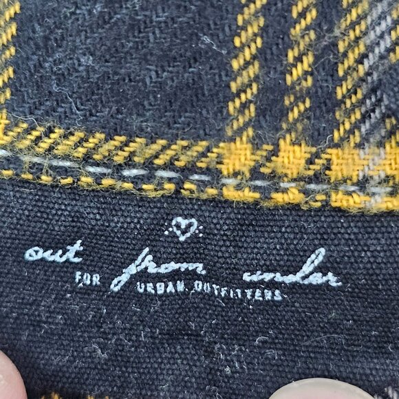 Urban Outfitter Yellow Cropped Top Plaid Button Up Shirt Long Sleeve Size M - Picture 5 of 9